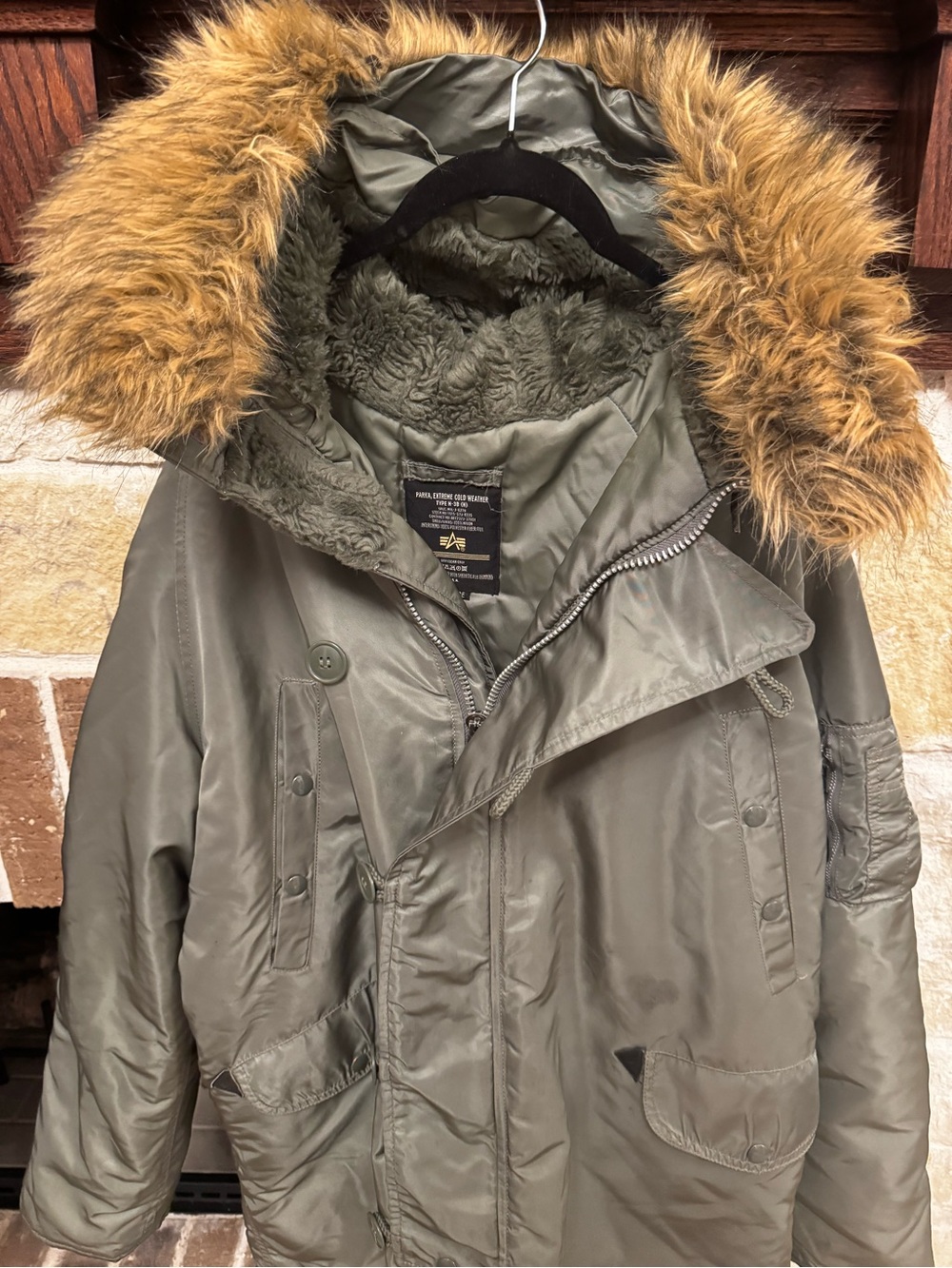 Alpha Industries N-3B Extreme Cold Weather Parka Mens XL Sage Made in USA